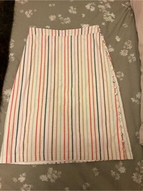 Madewell Cream A-Line Skirt with Multi Colored Stripes | Size 6